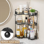 VITVITI 3 Tier Corner Bathroom Counter Organizer, Bathroom Countertop Organizer Storage for Sink, Metal Mesh Makeup Organizer for Vanity Countertop Kitchen with Hooks, Black - Image 3