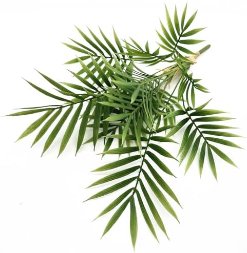 Artificial Parlor Palm Plants, Set of 2 - Realistic Faux Tropical Greenery Stems Small Fake Areca Palm Leaves Mini Palm Tree for Vase Fill, Home Office Decor, Indoor Outdoor Wedding & Event Decoration - Image 3