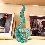 11.4" Tall Hand Blown Glass Sculpture, Murano Style Art Glass Figurine, Modern Coastal Home Decor Accent for Shelf, Table, TV Stand, Living Room Decoration - Image 6