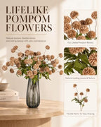 Brown Neutral Fall Decor with Vase, Artificial Chrysanthemums for Indoors - Image 5