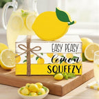 Geelin 4 Pcs Lemon Kitchen Decor Table Decoration Wooden Book Stack Signs - Image 6