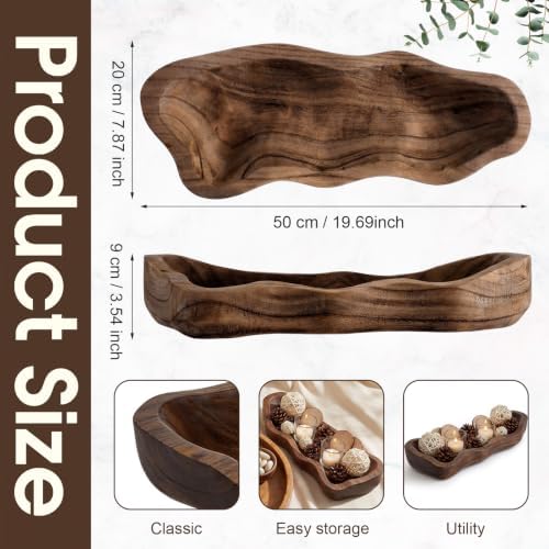 Nuogo 19 Inch Wooden Wavy Edge Dough Bowl Supplies, Brown - Image 2