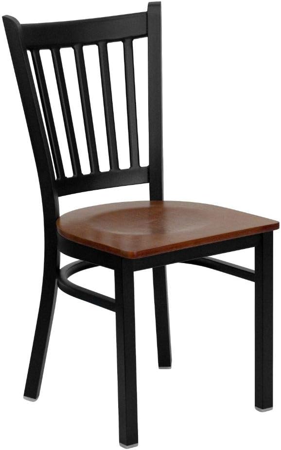 Flash Furniture 4 Pack HERCULES Series Black Vertical Back Metal Restaurant - Image 6