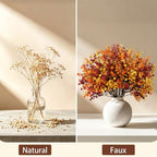 Uieke 15Pcs Fall Artificial Flowers Baby Breath, Burgundy & Orange Flowers - Image 5