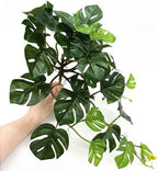 Artificial Monstera Plants, Fake Tropical Palm Small Potted Faux Hanging Greenery Mini Plants for Indoor Outdoor Home Office Garden Houseplants Pot Decor Wedding Party DIY Decoration - Green 2 Pack - Image 2
