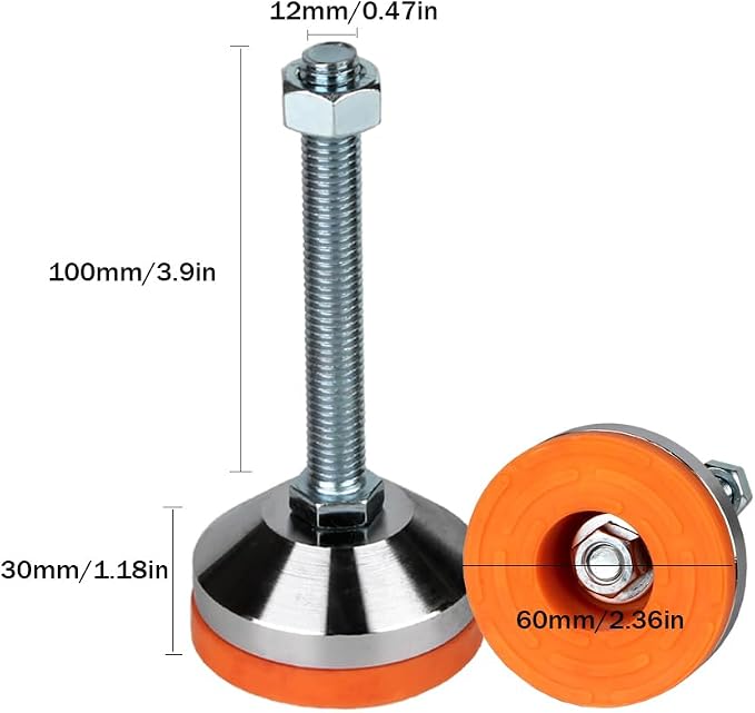 Heavy Duty Leveling feet, Leg Leveler 2.36" Dia Base, Adjustable Leveling feet - Image 3