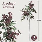 Artificial Plants Indoor 3 Pcs 35 Inch Faux Berry Stems for Vase Artificial Flowers Indoor for Wedding Holiday Seasonal Farmhouse Mantel Table Centerpiece Dark(Purple) - Image 2