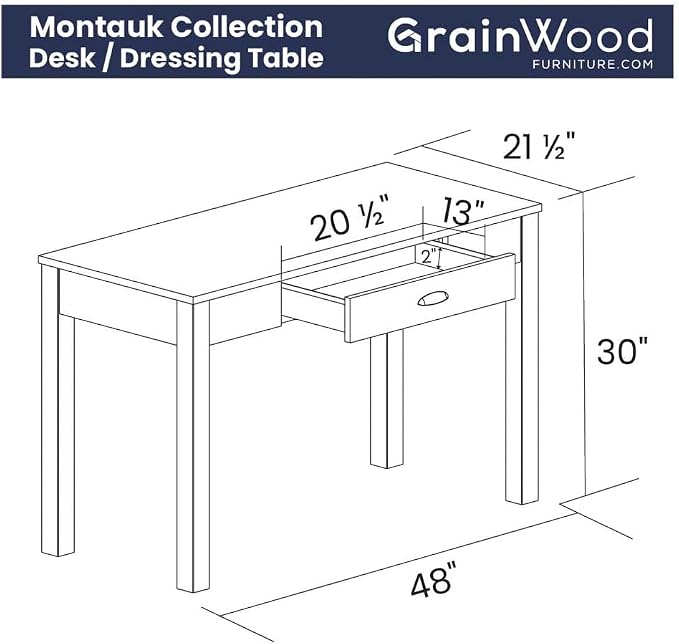 Grain Wood Furniture Montauk Desk/Dressing Table, Rustic Grey - Image 2