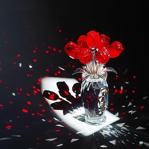 Crystal Rose Flower Figurine Bouquet Home Table Centerpiece Decor - Image 3