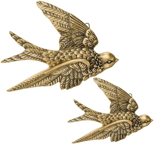 2 Piece Vintage Swallow 3D Wall Decor, 4.7 and 6.7 Inch Resin Art Gift Set by Kathfly