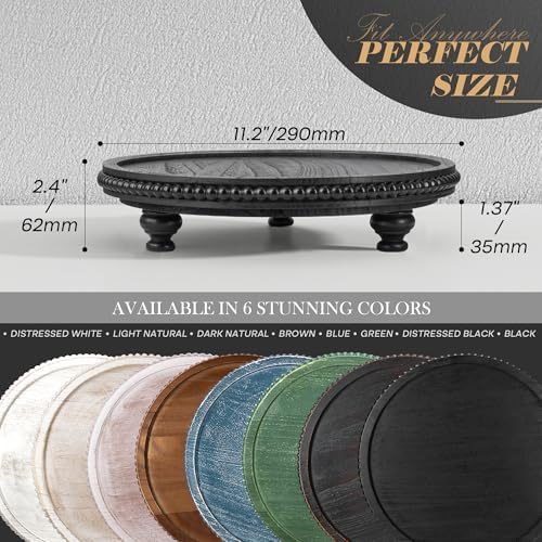 EOSAHR Wood Round Display Riser with Beaded for Modern Home Decor, Black - Image 2