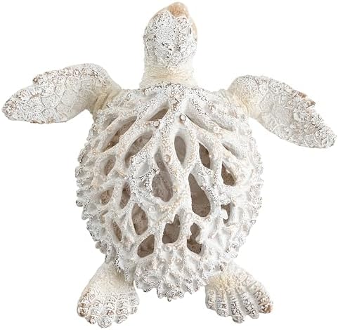 VVGIFTS Ocean White Sea Turtle Coral Reef Beach Coastal Home Shelf Decor - Image 3