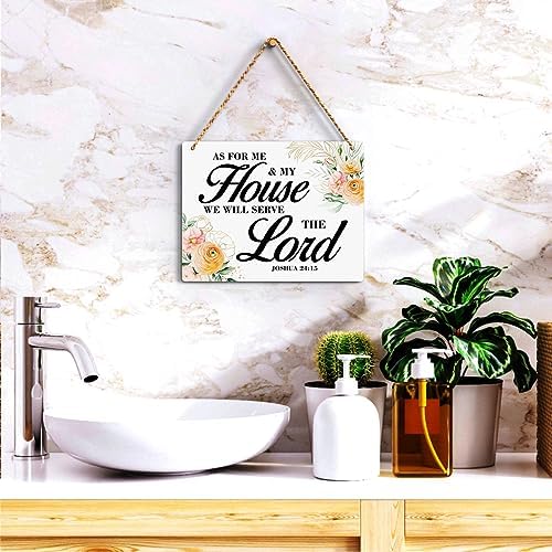 Inspirational Decor As for Me and My House We Will Serve The Lord-Joshua 24:15 Christian Bible Verse Wall Art Scripture Wooden Hanging Sign for Farmhouse Home Wall Art Decoration 10 x 8 Inches - Image 5