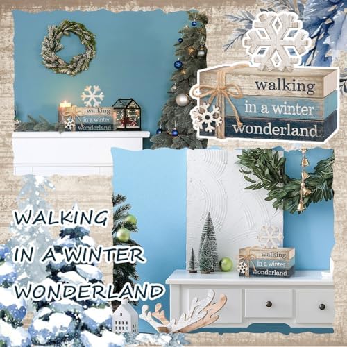 4 Pcs Winter Table Decorations, Mini Wooden Book Signs - Image 6