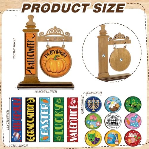 RattanView 41 Pcs Interchangeable Seasonal Wood Sign,Dark Brown - Image 2