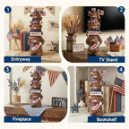 7.09inch Highland Cow 4th of July Decor, Stacked Patriotic Trio Figurine with Star & Stripe Accents, Rustic Resin Figurine for Farmhouse Table Decoration, US 250th Independence Memorial Day Gift - Image 5