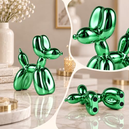 Green Balloon Dog Decor,Balloon Animal Decor,Shelf Decor Preppy Room Decor,Cute Statue Home Decor, Bedroom Modern Sculpture Desk Decor,Office Gold Decorations Small Figurines - Image 4
