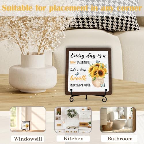 Home Decor for Rustic Farmhouse, Sunflower Wooden Sign for Living Room Kitchen Counter Entryway Table Book Shelf Mantle Decor (A10) - Image 6