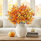 8Pcs Artificial Fall Flowers Real Touch Flowers Decorations,Orange Yellow - Image 2