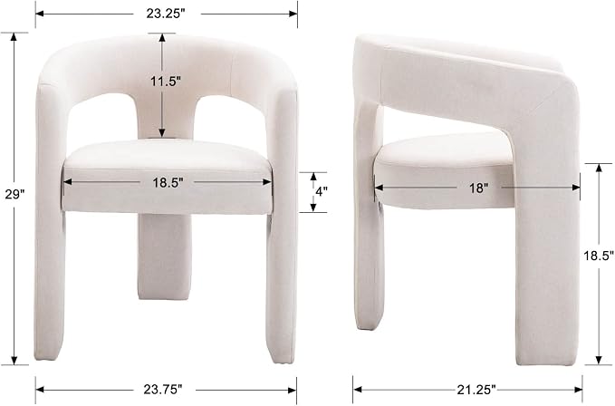 RIVOVA Modern Barrel Dining Chairs Set of 2, Linen Upholstered Accent Side Chair - Image 2
