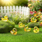 6 Pcs Mini Yellow Glass Duck Figurines Collectible Desk Decor - Image 3