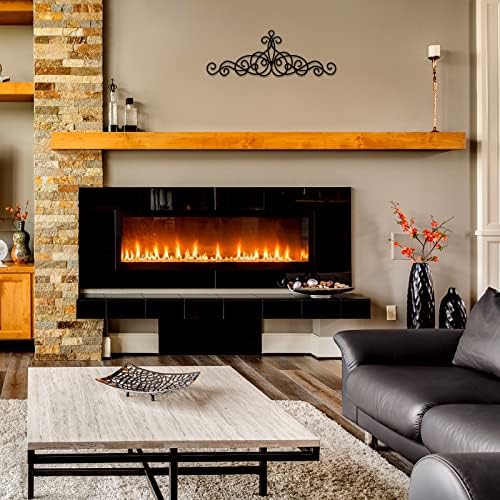 15.7 x 5.5 in Black Metal Wall Art Wrought Iron Scroll Decor - Image 4