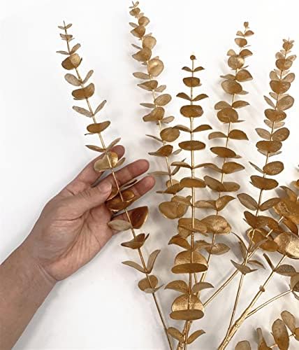 CATTREE Artificial Eucalyptus, Plastic Gold Plants Christmas Decorations Fake Shrubs Bushes for Indoor Home Table Centerpieces Hotel Hall Party Decor Wedding Planting Filler 30" Tall Golden 2 Pack - Image 4