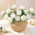 200Pcs White Roses Artificial Flowers, Realistic Silk Fake Roses Bouquet - Image 2