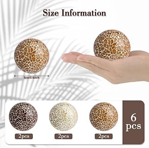 Vesici 6 Pcs Decorative Glass Balls Mosaic Orbs for Bowls,Classic Colors - Image 2
