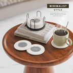 Lazebox Coasters Set of 8 for Drinks, 4 Inch Large Coasters for Coffee Table, Tabletop Protection for Hot & Cold Drinks, Versatile Coasters for Home Decor, Non-Slip & Easy to Clean, White with Grey - Image 3