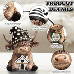 Wesiti 2 Pcs Highland Cow Figurines Resin Farmhouse Decor Home Sweet - Image 4