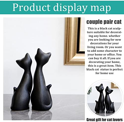 QIANLING 2Pcs Black Cat Statue, Home Decor Mini Cat Figurines, Room Decor Matt Ceramic Small Cat Figurine, Give Cat Figurines for Cat Lovers,Ideal for Interior Decoration Or Couples, Wedding Gifts - Image 6