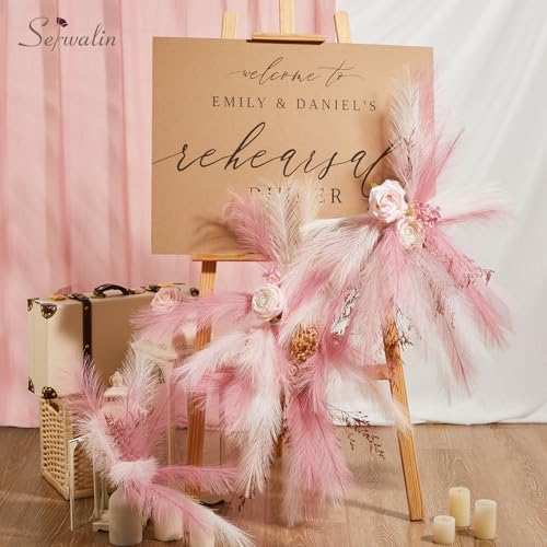 Serwalin 60PCS 17.7" Pink Pampas Grass Boho Feathers Decor for Home Decor - Image 5