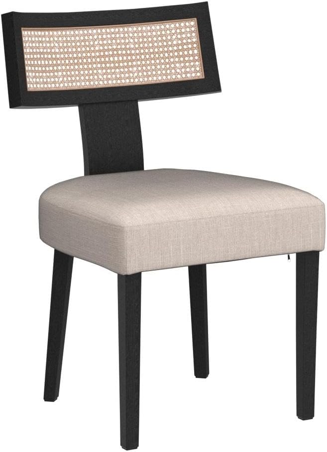HNY Mid Century Modern Rattan Dining Chairs Set of 4, Farmhouse Linen - Image 5