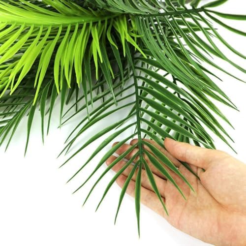 Artificial Palm Plants, Fake Tropical Palm Tree Shrubs Plastic Greenery Decor for Outdoor Indoor Home Garden Verandah Party Wedding Table Centerpieces DIY Christmas Decoration Planter Filler 4 Pack - Image 3