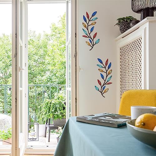 Zhengmy 2 Pcs Metal Leaf Wall Art Vine Branch Decor,Elegant Color - Image 5