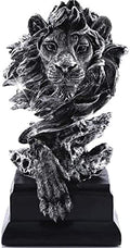 H&W Sandstone Lion Figurines, The King of Beasts, Statue Decoration, Silver by HW