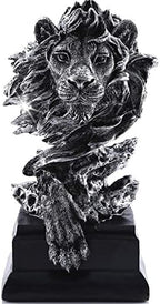 H&W Sandstone Lion Figurines, The King of Beasts, Statue Decoration, Silver by HW