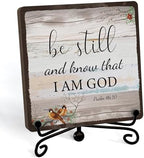 Home Decor, Farmhouse Be Still And Know That I Am God Shelf Decor For Living Room, Christian Gifts For Women Men, Entryway Tv Stand Fireplace Mantle Coffee Table Decoration (Still-14) by JUSITAKEET