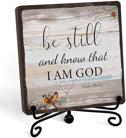Home Decor, Farmhouse Be Still And Know That I Am God Shelf Decor For Living Room, Christian Gifts For Women Men, Entryway Tv Stand Fireplace Mantle Coffee Table Decoration (Still-14) by JUSITAKEET