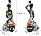 African Statues Art Sculptures Women Figure Girls Tribal Lady Figurine Black Women Home Decor Collectible Creative Vintage Gift Crafts (Black+White) - Image 4