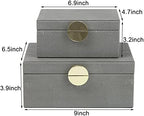 HofferRuffer Faux Leather Jewelry Boxes, Decorative Boxes Storage Accessory Organizer with Gold Hardware Decor, Classic Vegan Leather Set of 2 Pieces (Dark Grey) - Image 2