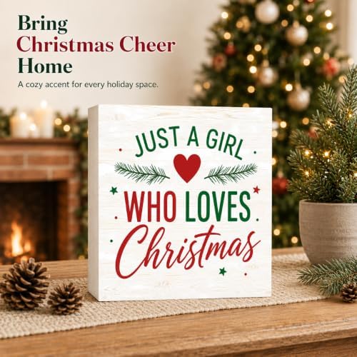 Christmas Decorations Just A Girl Who Loves Christmas Tree Wood Box Sign - Image 2