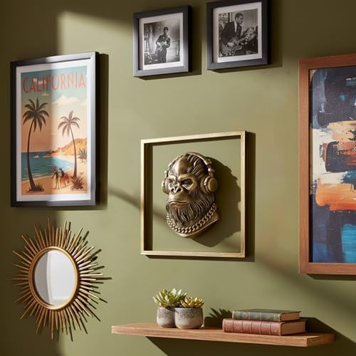 JJALIGHTS Exquisite Resin Animal Head Wall Sculpture (Gift Metal Frame) - Imitation Copper Vintage Decor for Living Room, Bedroom & Office | Decorative Wall Hanging Art (Bigfoot) - Image 5