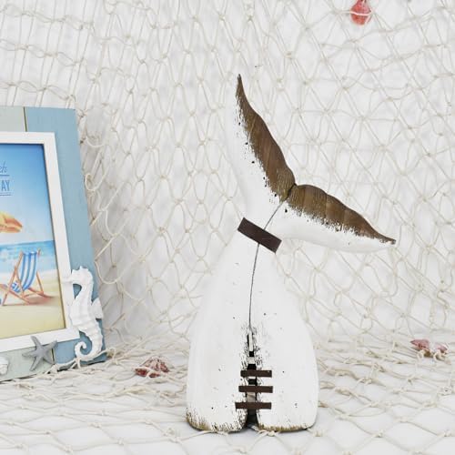 Rustic Wood Whale Tail Decor Nautical Tabletop Decor Beach Coastal Themed - Image 7
