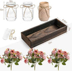 3 Pcs Mason Jar Centerpiece Table Decorations for Dining Table Decor Farmhouse Coffee Table Decor with Wood Tray and Led Light Table Centerpieces for Dining Room Kitchen Living Bathroom,Pink - Image 7
