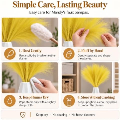 Mandy's 20 Yellow Silk Pampas Grass Bouquet - Image 6