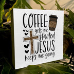 Christian Coffee Decor Wood Sign, Farmhouse Kitchen Wall Art with Inspirational Quote, Religious Rustic Wood Box for Coffee Bar, Shelf, Desktop - Image 6