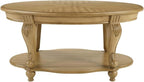 Oval Wood Coffee Table for Living Room, 2-Tier Solid Wood Coffee Table - Image 8