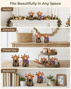 GoGnome Halloween Highland Cow Figurines Set of 2, Cute Pumpkin Head Cow Resin Statues with Scarves & Horn Details Farmhouse Fall Tabletop Decorations (Brown Highland Cow) - Image 4